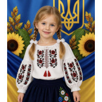 Вишиванка для дівчинки поплін оптом р.98-116 Україна