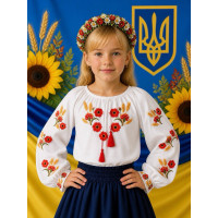 Вишиванка для дівчинки поплін оптом р.122-146 Україна