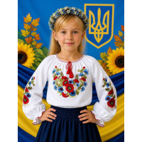 Вишиванка для дівчинки поплін оптом р.122-146 Україна