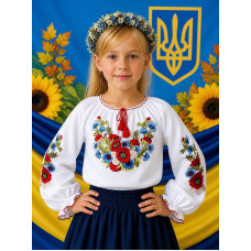 Вишиванка для дівчинки поплін оптом р.122-146 Україна