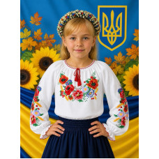 Вишиванка для дівчинки поплін оптом р.122-146 Україна