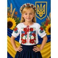 Вишиванка для дівчинки поплін оптом р.122-146 Україна