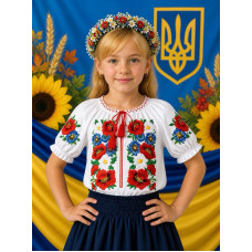 Вишиванка для дівчинки поплін оптом р.122-146 Україна