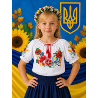 Вишиванка для дівчинки поплін оптом р.122-146 Україна