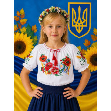 Вишиванка для дівчинки поплін оптом р.122-146 Україна