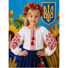 Вишиванка для дівчинки поплін оптом р.122-146 Україна