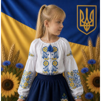 Вишиванка для дівчинки поплін оптом р.122-146 Україна