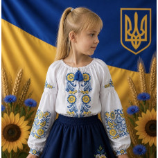 Вишиванка для дівчинки поплін оптом р.122-146 Україна