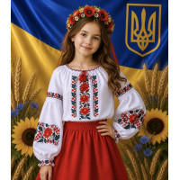 Вишиванка для дівчинки поплін оптом р.122-146 Україна
