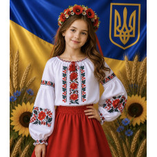 Вишиванка для дівчинки поплін оптом р.122-146 Україна