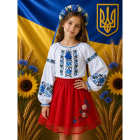 Вышиванка для девочки поплин оптом р.122-146 Украина