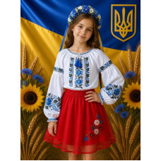 Вишиванка для дівчинки поплін оптом р.122-146 Україна